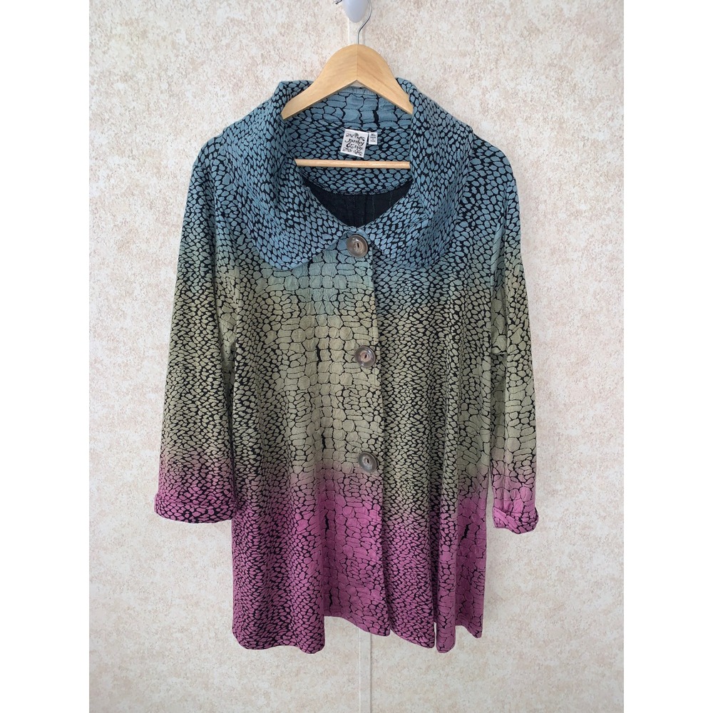 Parsley & Sage Womens XL Ombre Reptile Print Button‎ Front Jacket Art to Wear